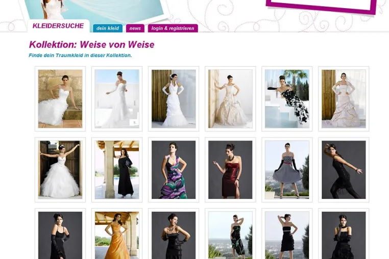 Bild: Die neue Kleid-Suchmaschine kleidersuche.de stellt die aktuellen Braut- und Abendkollektionen von Weise vor