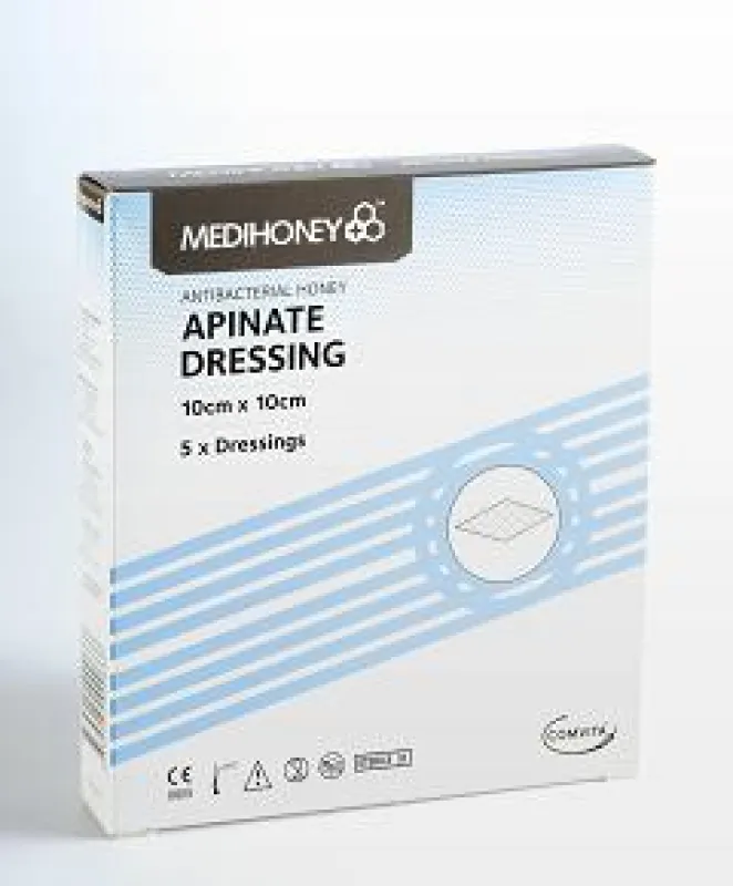 Medihoney Apinate-Alginatverband, 10 x 10 cm, 5 Stück