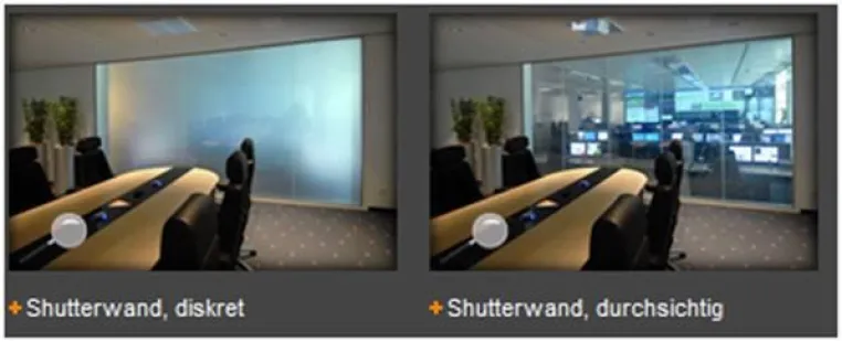 Bild: Shutterwand für Konferenzraum und Krisenraum