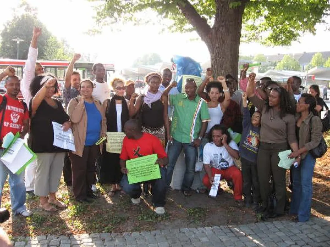 Black Community Hamburg beim Protest gegen das Schimmelmann-Denkmal, Foto E.-J. Stichel