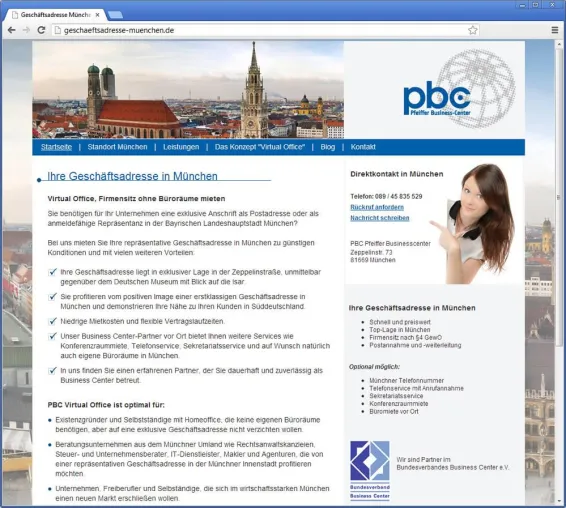 Virtuelles Büro München: Firmenadresse oder kleine Büroeinheiten mieten Bild: Virtuelles Büro München: Firmenadresse oder kleine Büroeinheiten mieten