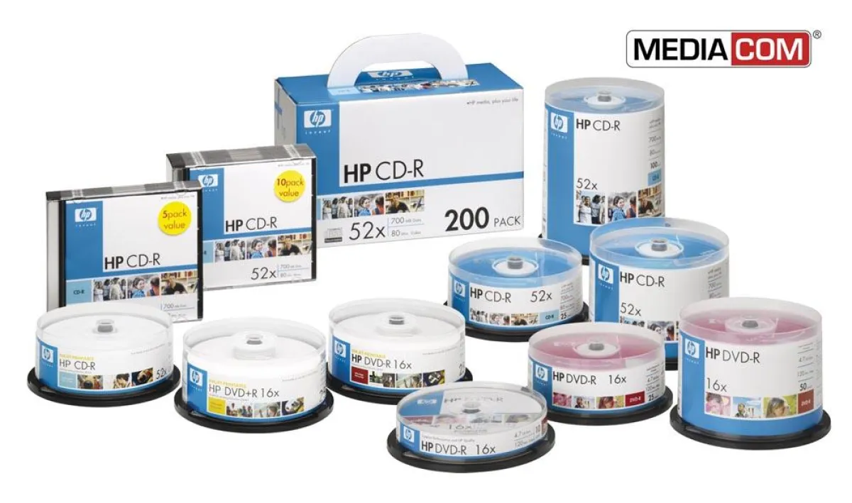 Die Produktpalette von HEWLETT-PACKARD umfasst das gesamte Spektrum an optischen Datenträgern in den Technologien CD-R, DVD-R, DVD+R, DVD+R DL und künftig auch Blu-Ray