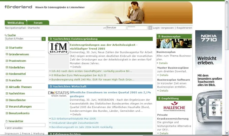 Repräsentativer Relaunch auf foerderland.de Bild: Repräsentativer Relaunch auf foerderland.de