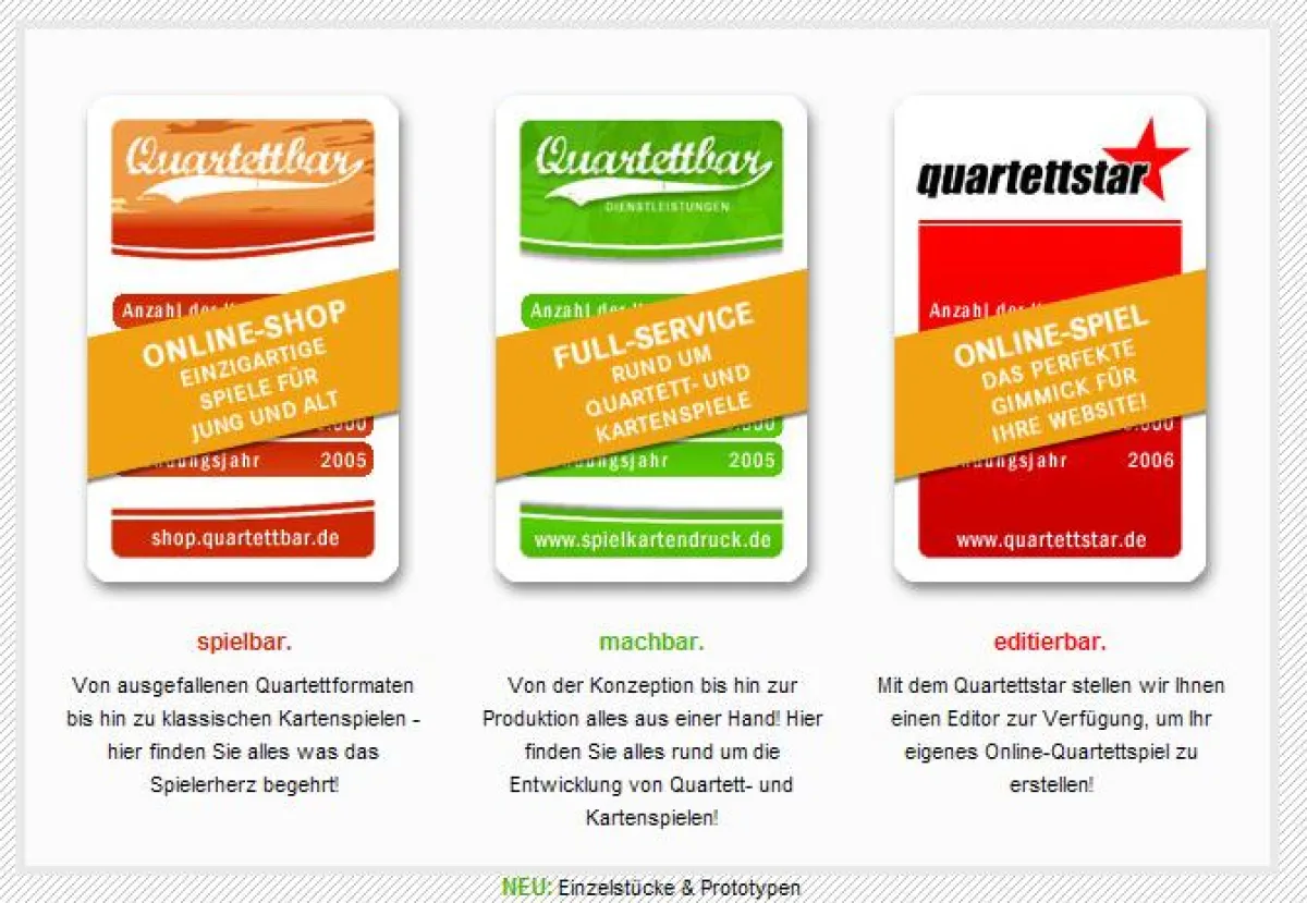 Quartettbar - Online-Portal für Kartenspiele und Spielkartendruck