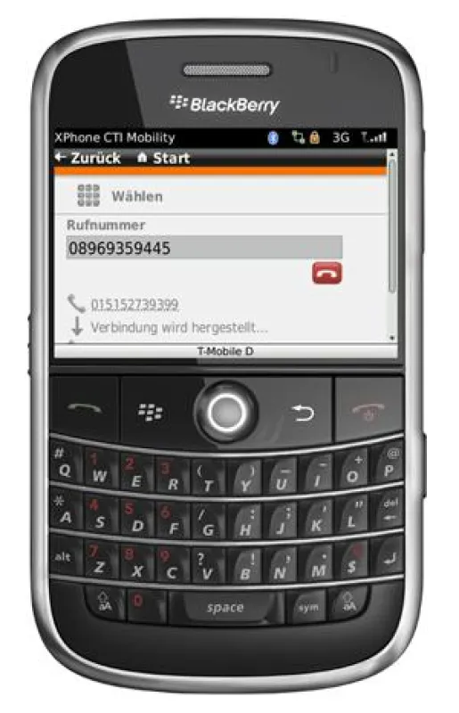 Blackberry als Nebenstelle des TK-Systems: Über XPhone CTI Mobility 2.1 sind mobile Mitarbeiter stets unter derselben Rufnummer erreichbar.