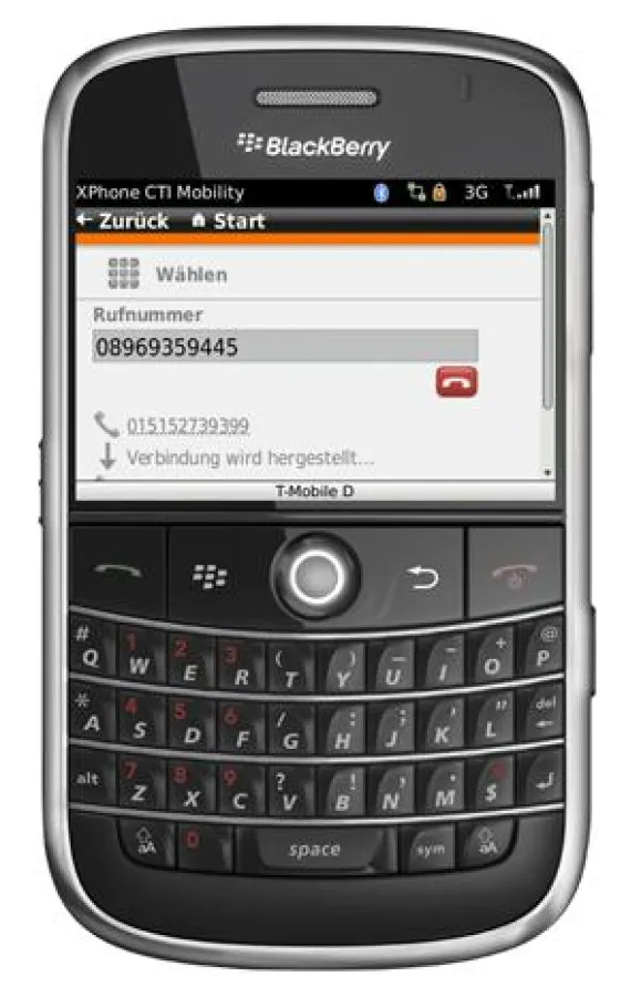 Blackberry als Nebenstelle des TK-Systems: Über XPhone CTI Mobility 2.1 sind mobile Mitarbeiter stets unter derselben Rufnummer erreichbar.