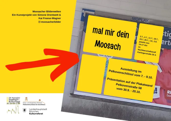 Bild: Moosach im Plakat XXL – Mitmachaktion „Mal mir dein Moosach“ im Nachbarschaftstreff Karlingerstraße