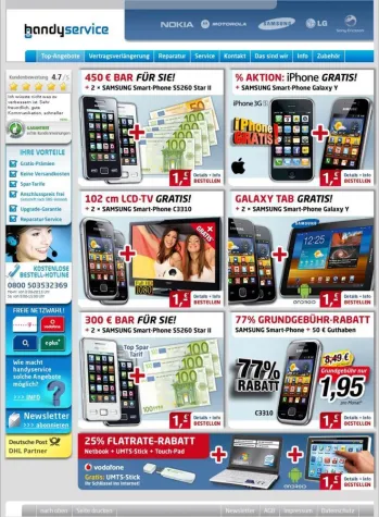 Neue Handy-Angebote in Deutschlands größtem Mobilfunk-Versandhaus Bild: Neue Handy-Angebote in Deutschlands größtem Mobilfunk-Versandhaus