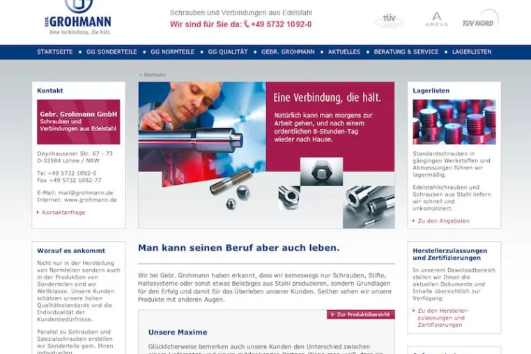 Bild: Schraubenhersteller Gebr. Grohmann GmbH mit neuem Webauftritt online