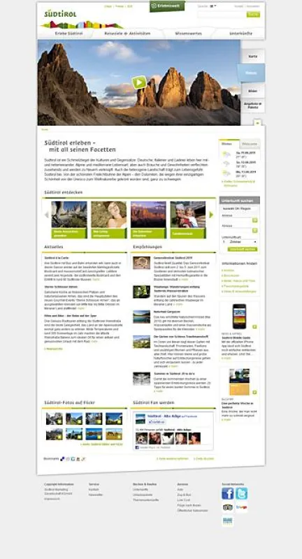 Die von Ray Sono im Magazin-Stil neu gestaltete Website www.suedtirol.info (Quelle: Südtirol Marketing Gesellschaft KAG)