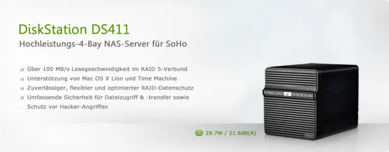Bild: Synology® stellt DiskStation DS411 NAS-Server vor