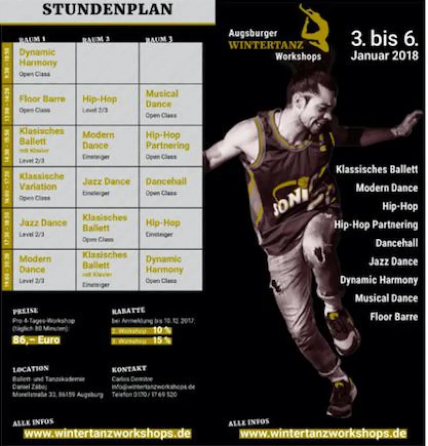 Augsburger Wintertanz Workshops 3. bis 6. Januar 2018