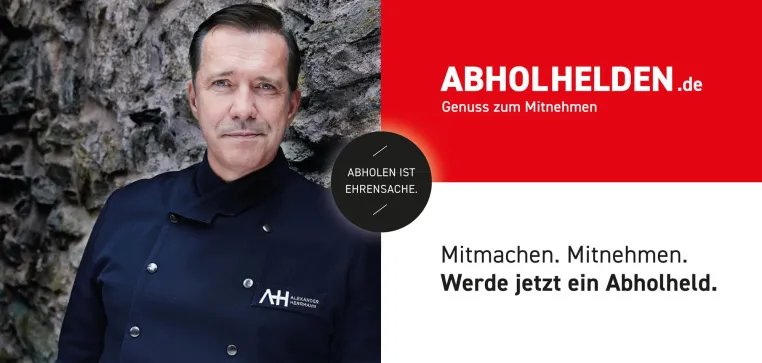 STERNE-KOCH ALEXANDER HERRMANN KOOPERIERT MIT GASTRONOMIE-PLATTFORM „ABHOLHELDEN“ Bild: STERNE-KOCH ALEXANDER HERRMANN KOOPERIERT MIT GASTRONOMIE-PLATTFORM „ABHOLHELDEN“