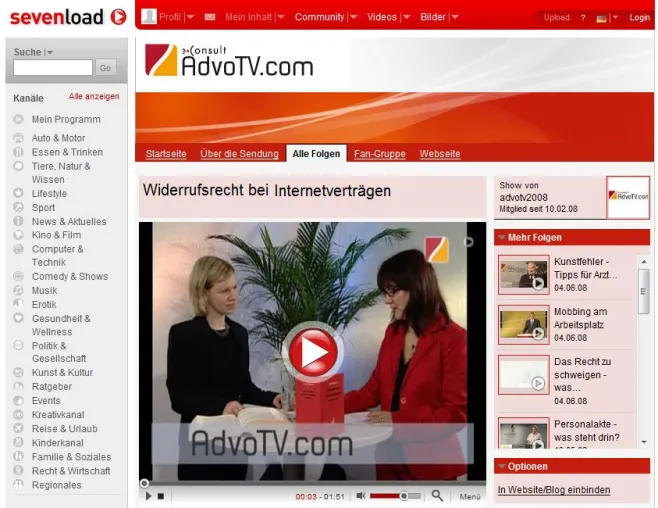 Bild: AdvoTV bietet schnelle Hilfe zu Rechtsfragen auf sevenload