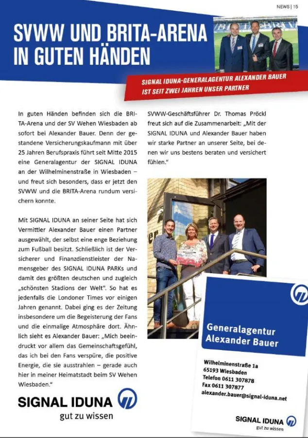 SVWW UND BRITA-ARENA IN GUTEN HÄNDEN