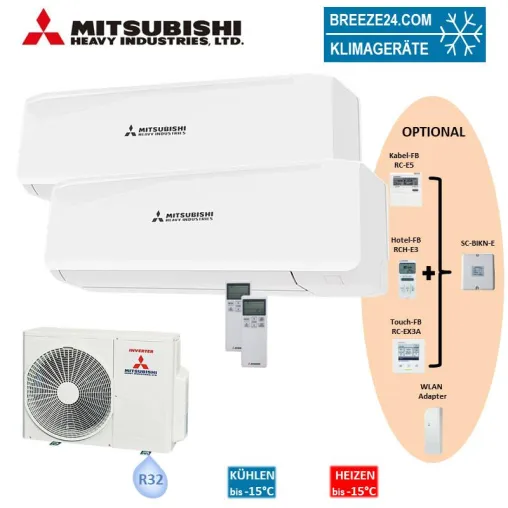 Bild: MITSUBISHI Heavy Klimaanlagen – Set SRK 25 ZS-W + SRK 50 ZS-W Wandgerät + SCM 50 ZS-W R32