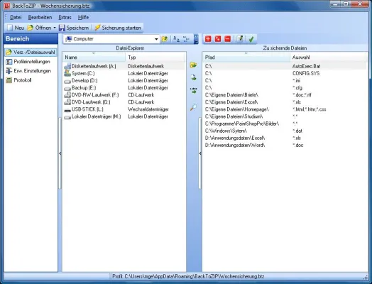 Bild: BackToZIP 8.50: ZIP-Kompatible Datensicherung nun auch für Windows Vista