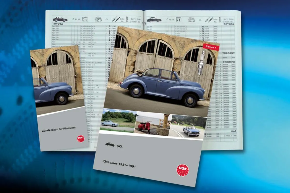 Im Messegepäck von NGK Spark Plug Europe: Oldtimer-Katalog und Klassiker-Flyer