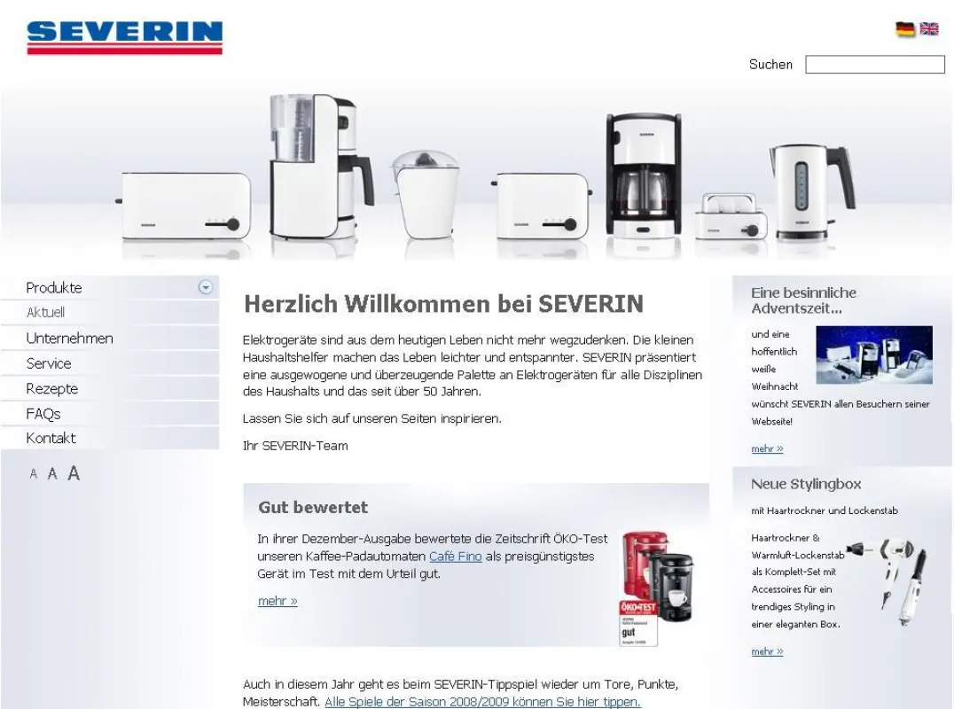 Der Elektrogerätehersteller SEVERIN hat seine Internetpräsenz komplett neu strukturiert