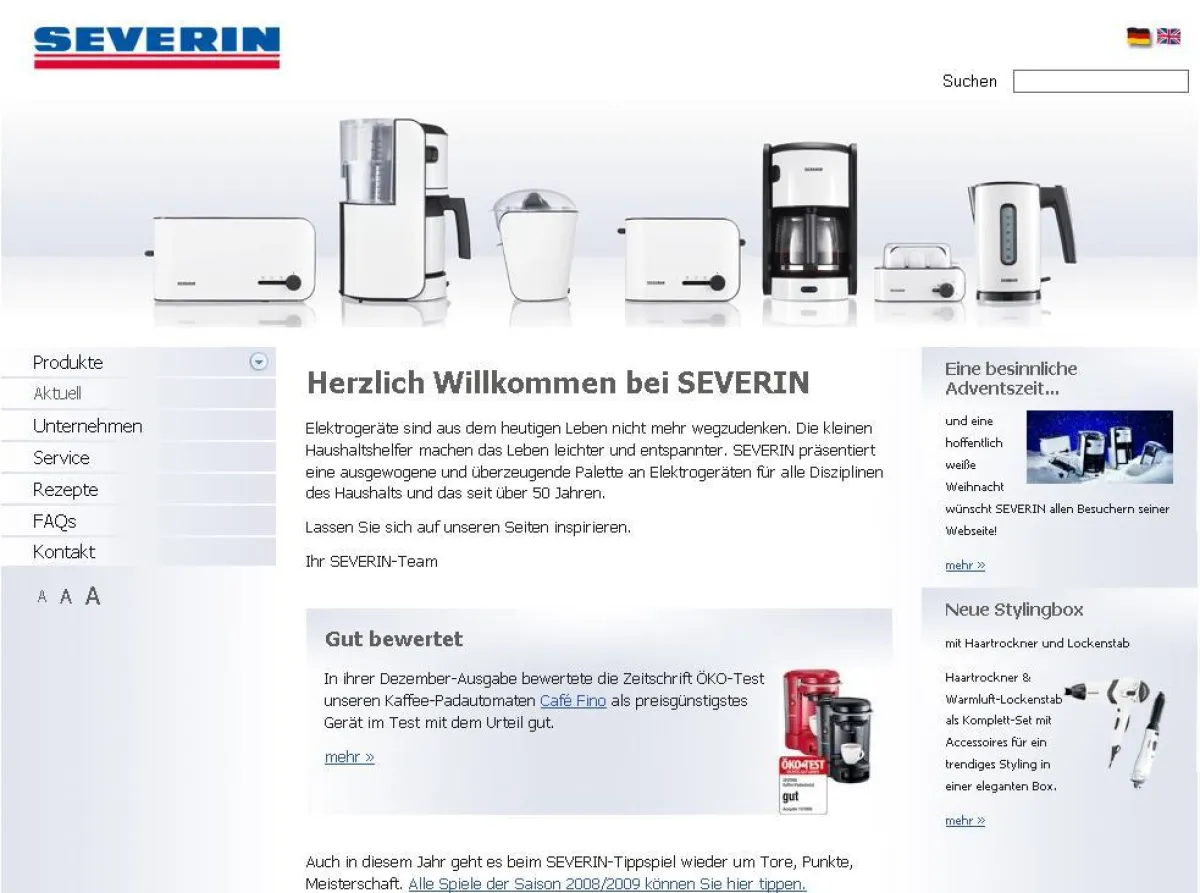 Der Elektrogerätehersteller SEVERIN hat seine Internetpräsenz komplett neu strukturiert