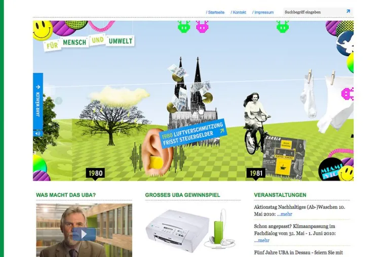 Bild: Webwerk Berlin lädt für das Umweltbundesamt (UBA) zur Zeitreise durch 36 Jahre Umweltschutz ein