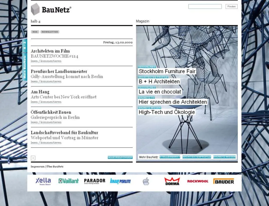 BauNetz - das größte Online-Magazin für Architekten.