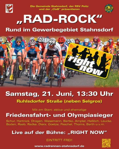 Bild: Täve Schur gibt Startschuss zum „4. Rund im Gewerbegebiet Stahnsdorf“ am 21. Juni 2014