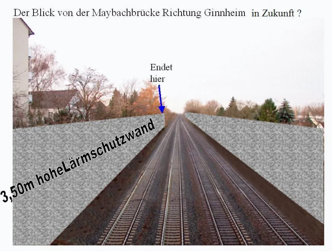 Schreckensvision für Frankfurt-Eschersheim. Die optische und akustische Teilung mitten durch das Naherholungsgebiet.
