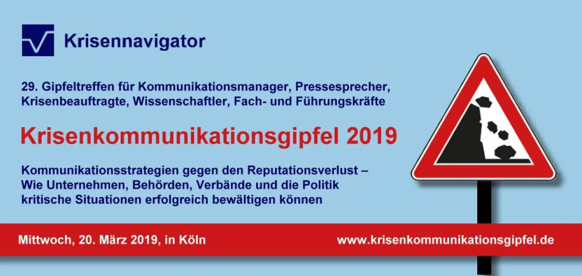 Rund 200 Pressesprecher und Krisenmanager treffen sich zum Krisenkommunikationsgipfel 2019 in Köln.