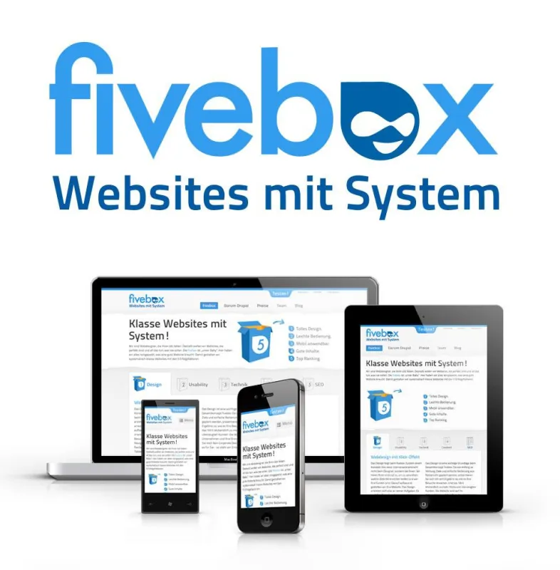 fivebox-Websites sind auf dem CMS Drupal aufgebaut und mit Responsive Design umgesetzt.