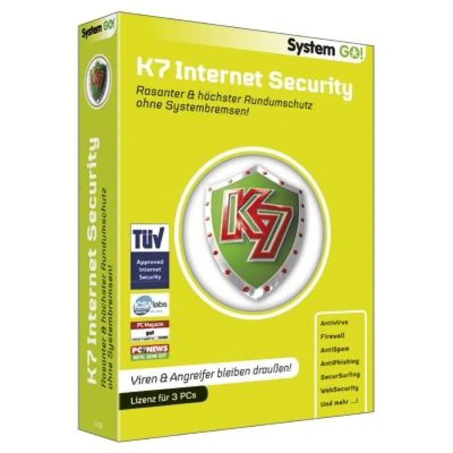 K7 Internet Security schützt TÜV-geprüft vor Viren und Spionagesoftware wie dem Bundestrojaner.