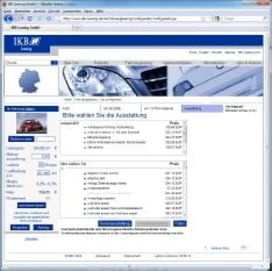 Car Configurator der IKB Leasing erstellt von InNuce Solutions