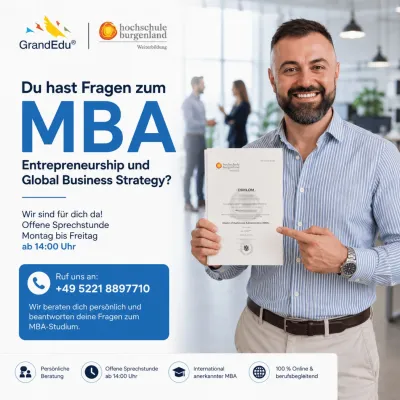 Bild: Offene MBA-Sprechstunde: GrandEdu und Hochschule Burgenland bieten persönliche Beratung zum MBA an