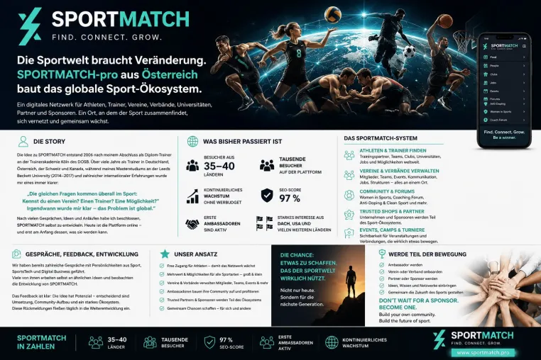 Bild: SPORTMATCH – Find. Connect. Grow.  Build your own community. Build the future of sport.