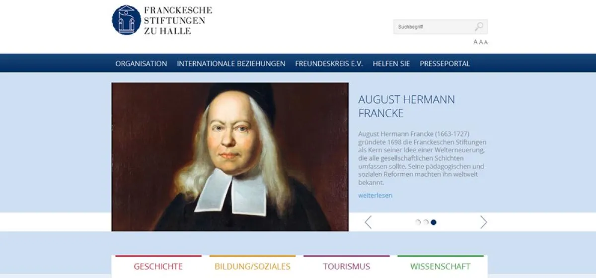Die neue Website der Frankeschen Stiftungen - realisiert von der i-fabrik GmbH