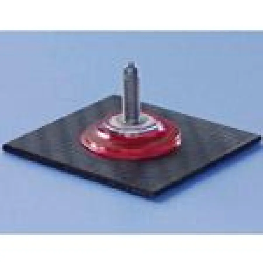 Bild: ONSERT: Bolzengewinde mit Kunststofffuß und Klebstoff (rot eingefärbt) auf CFK-Plättchen (Bild