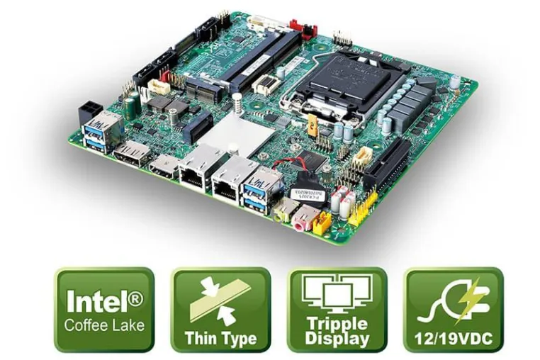 Thin Mini-ITX Mainboard für kompakte Anzeigesysteme Bild: Thin Mini-ITX Mainboard für kompakte Anzeigesysteme