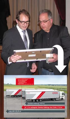 Bild: Bundesverkehrsminister Dobrindt lässt sich von Kögel über verlängerte Auflieger informieren