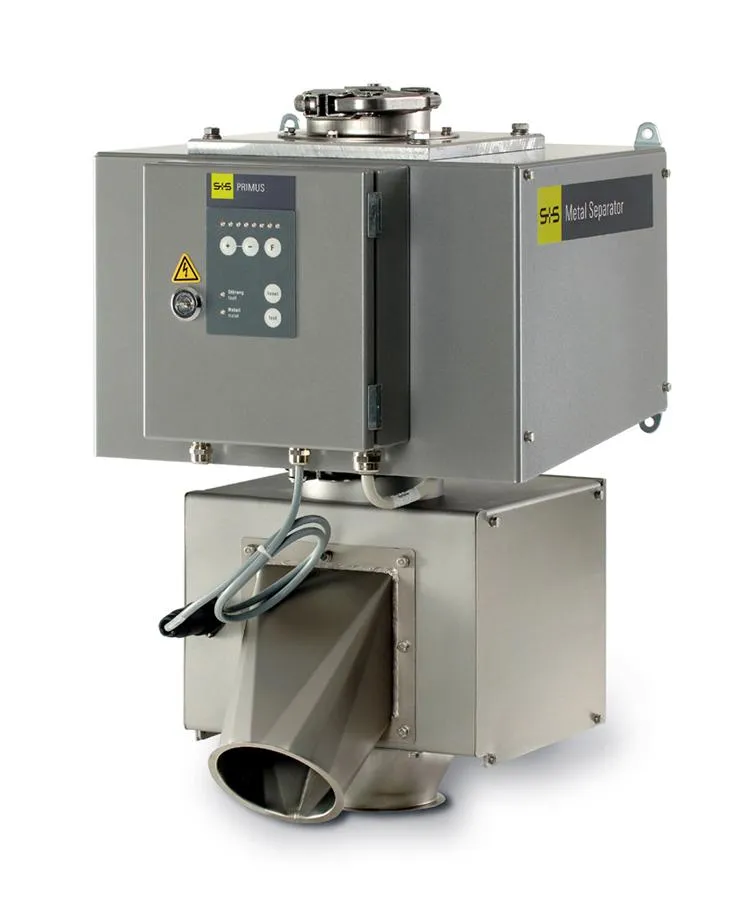 Der Metall-Separator RAPID VARIO mit der Control Unit PRIMUS, drehbarer Ausscheidemechanik und individuell anpassbarer Fallhöhe. (Foto: S+S)