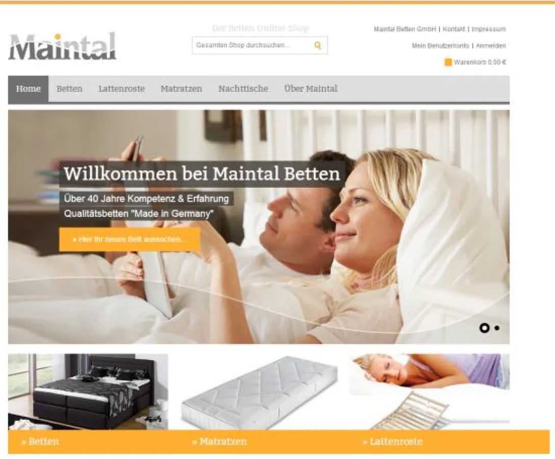 Online Boxspringbetten und Polsterbetten bestellen: der neue Online-Shop vom Maintal Betten