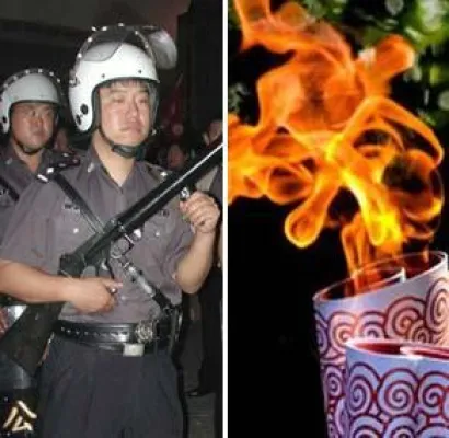 Bild: Tibet / VR China - Fackellauf in Lhasa ist eine Farce