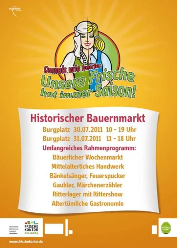 Bild: Das Wochenmarkt-Highlight im Juli: Der Historische Bauernmarkt findet am 30. und 31. Juli 2011 wieder statt