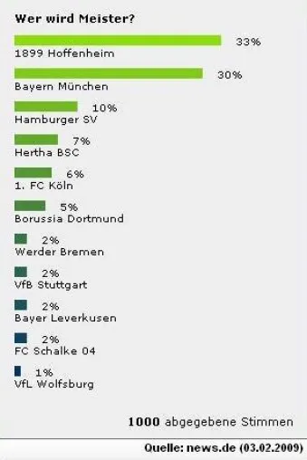 Fans stimmen ab - Hoffenheim wird Deutscher Fußballmeister Bild: Fans stimmen ab - Hoffenheim wird Deutscher Fußballmeister
