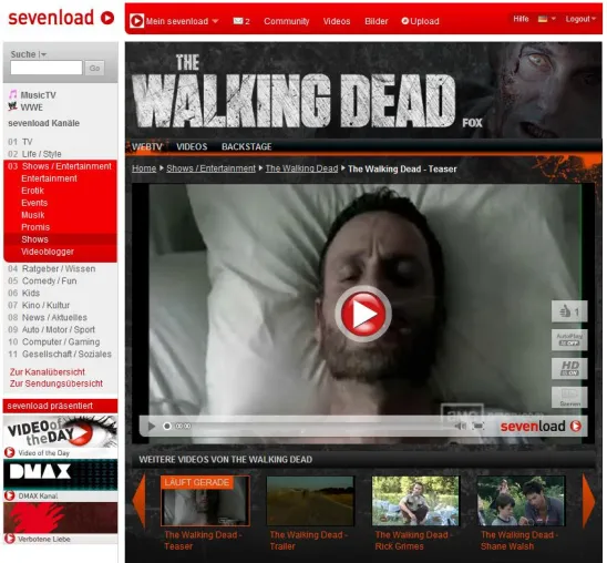 Bild: sevenload zeigt erste Folge der FOX Serie „The Walking Dead“ am 7. November im Internet