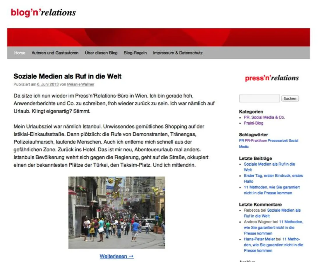 Startseite von blog'n'relations