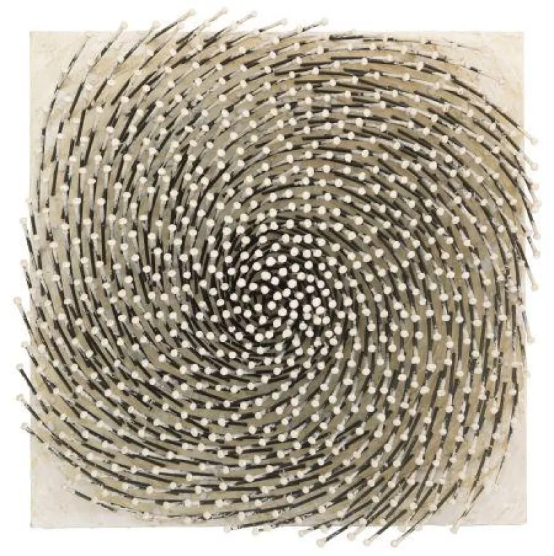 G.Uecker, Spirale, Nägel und weiße Farbe auf Leinwand. 60,5 x 60,5 x 11 cm, 2002. EUR 150.000-200.00