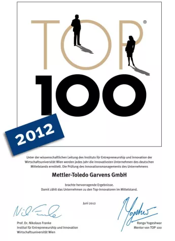 Mettler-Toledo Garvens GmbH als Ideenschmiede ausgezeichnet Bild: Mettler-Toledo Garvens GmbH als Ideenschmiede ausgezeichnet