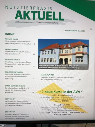 NUTZTIERPRAXIS AKTUELL (NPA) Nr. 60, Juli 2018, der AVA jetzt online verfügbar Bild: NUTZTIERPRAXIS AKTUELL (NPA) Nr. 60, Juli 2018, der AVA jetzt online verfügbar