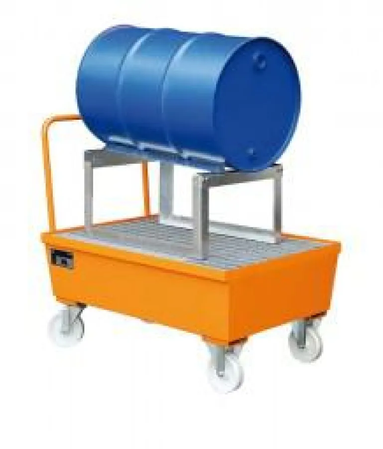 Auffangwannen gibt es auch mit Rädern oder speziell für Fässer