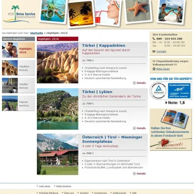 RSD Reise Service Deutschland mit neuem Internet Reise-Portal Bild: RSD Reise Service Deutschland mit neuem Internet Reise-Portal